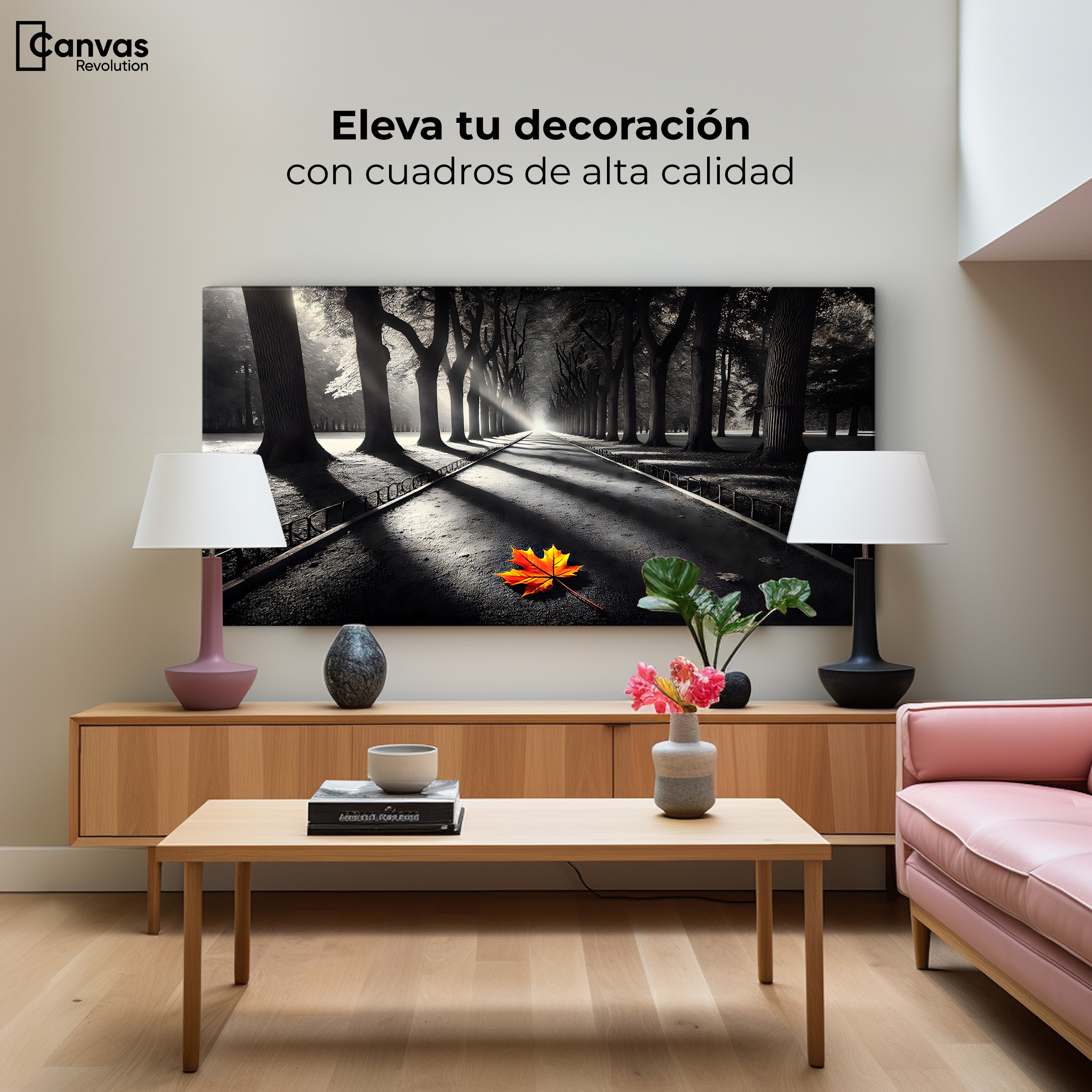 Foto 4 pulgar | Cuadro Blanco Y Negro Canvas Colores De Otoño 120x60