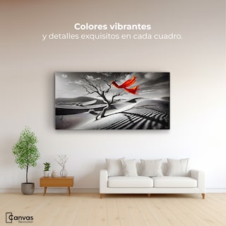 Foto 2 | Cuadro Blanco Y Negro Canvas Rojo Entre Espinas 120x60