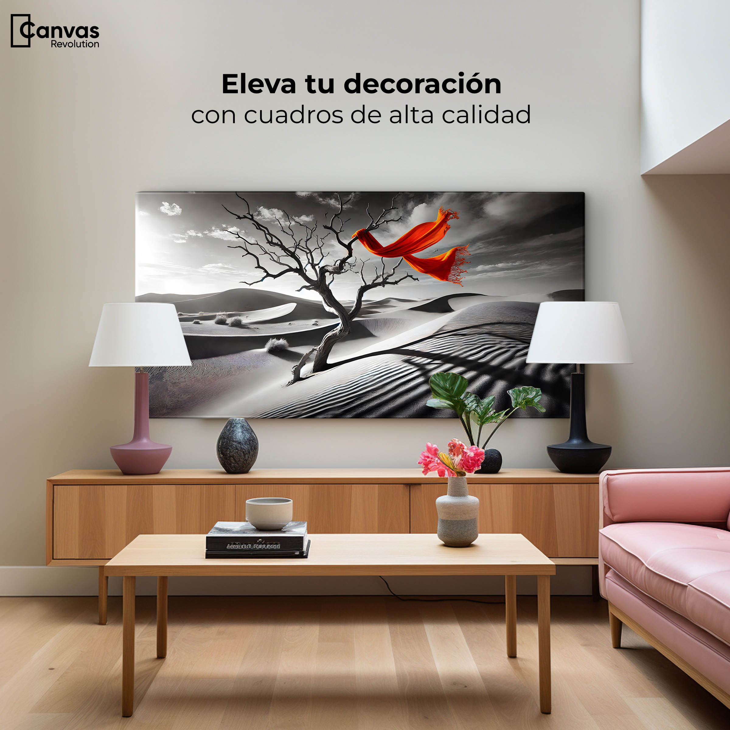 Foto 3 | Cuadro Blanco Y Negro Canvas Rojo Entre Espinas 120x60