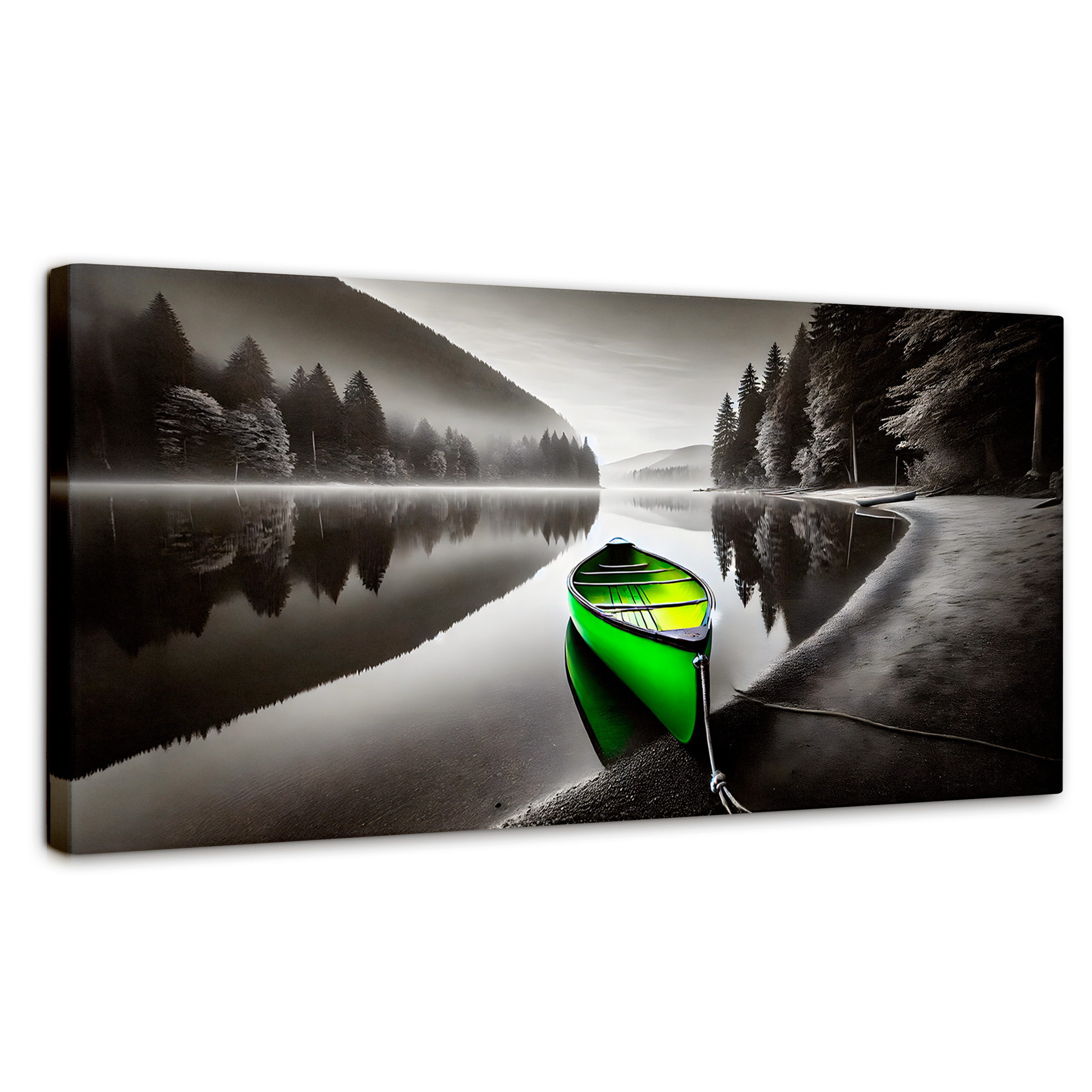 Foto 1 | Cuadro Blanco Y Negro Canvas Verde En El Lago 120x60