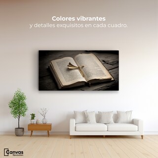 Foto 2 | Cuadro Blanco Y Negro Canvas Oro Entre Letras 120x60