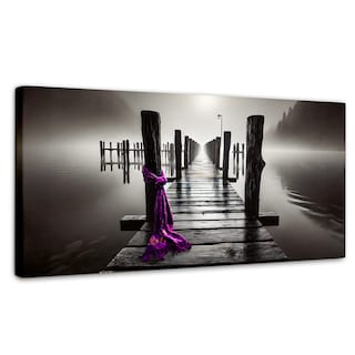 Foto 1 | Cuadro Blanco Y Negro Canvas Tela Al Viento 120x60