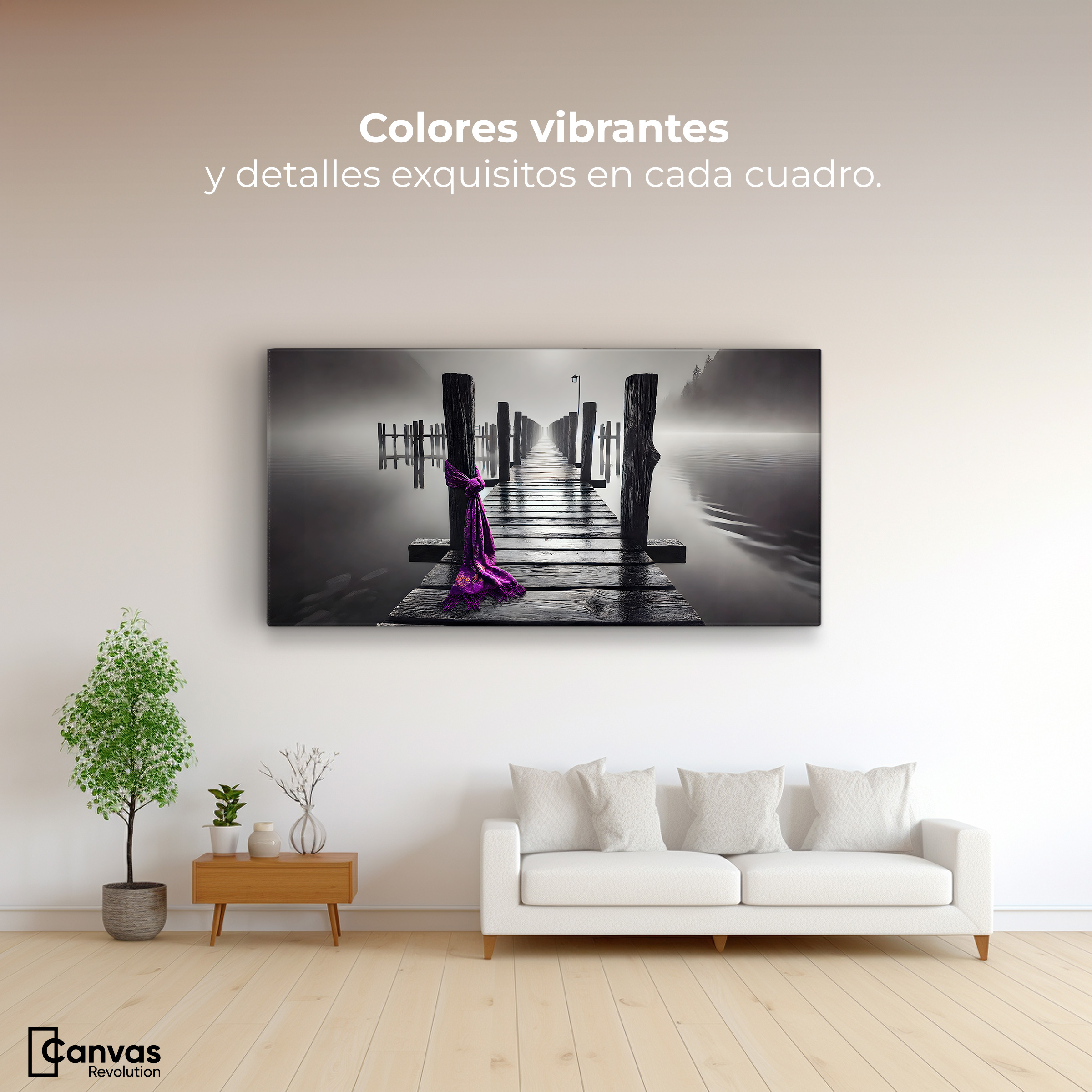 Foto 3 pulgar | Cuadro Blanco Y Negro Canvas Tela Al Viento 120x60