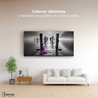 Foto 2 | Cuadro Blanco Y Negro Canvas Tela Al Viento 120x60