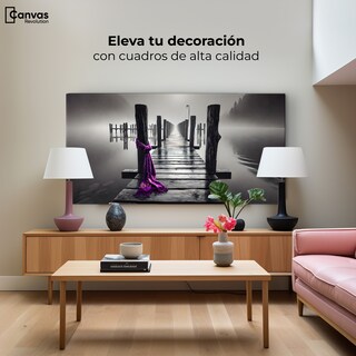 Foto 3 | Cuadro Blanco Y Negro Canvas Tela Al Viento 120x60