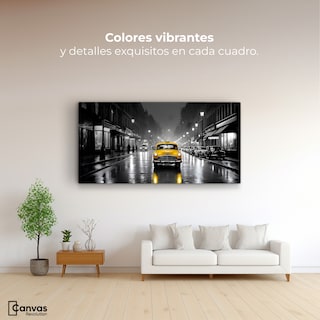 Foto 2 | Cuadro Blanco Y Negro Canvas Amarillo En Acción 120x60