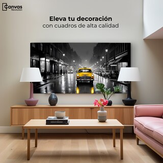 Foto 3 | Cuadro Blanco Y Negro Canvas Amarillo En Acción 120x60