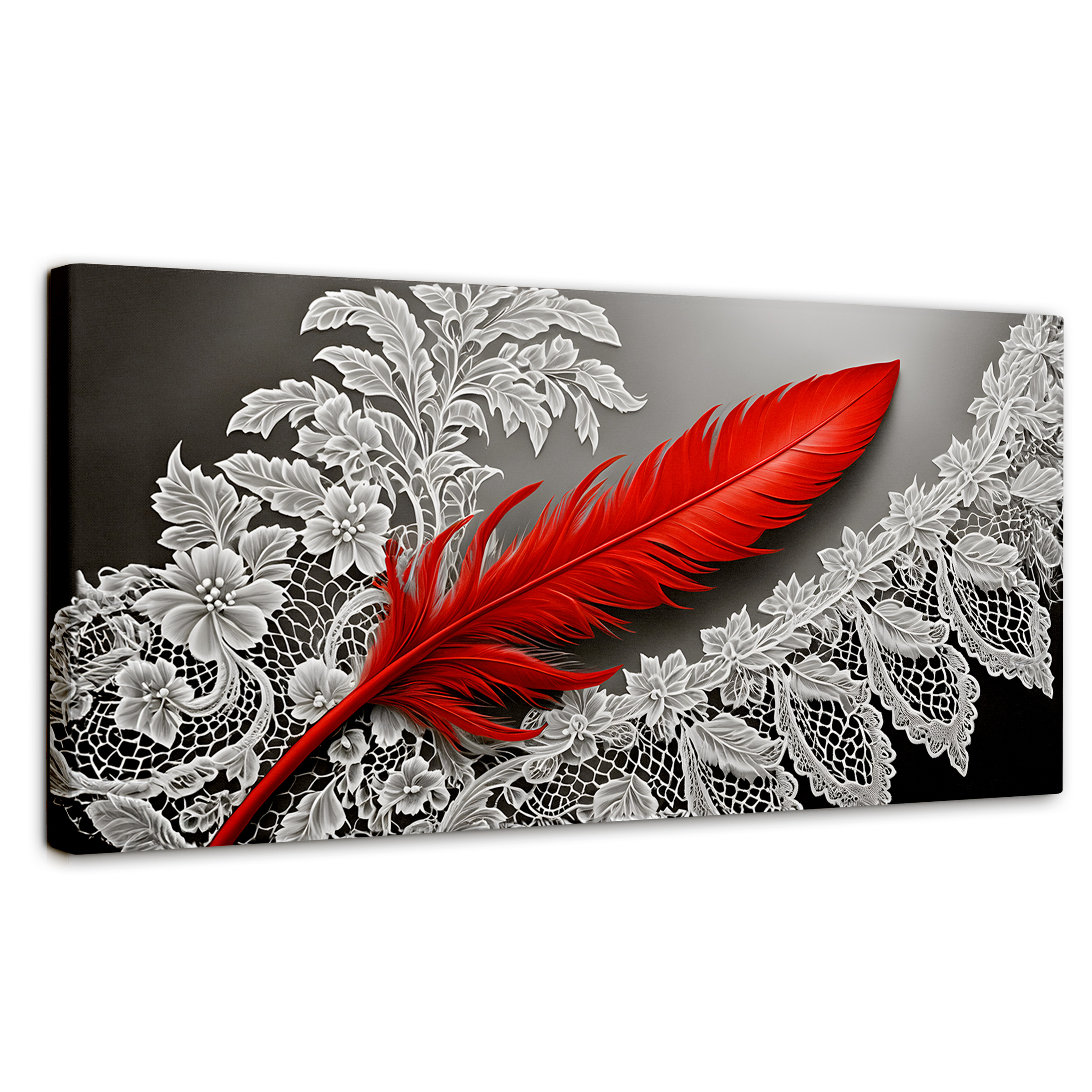 Foto 2 pulgar | Cuadro Blanco Y Negro Canvas Pluma Ardiente 120x60