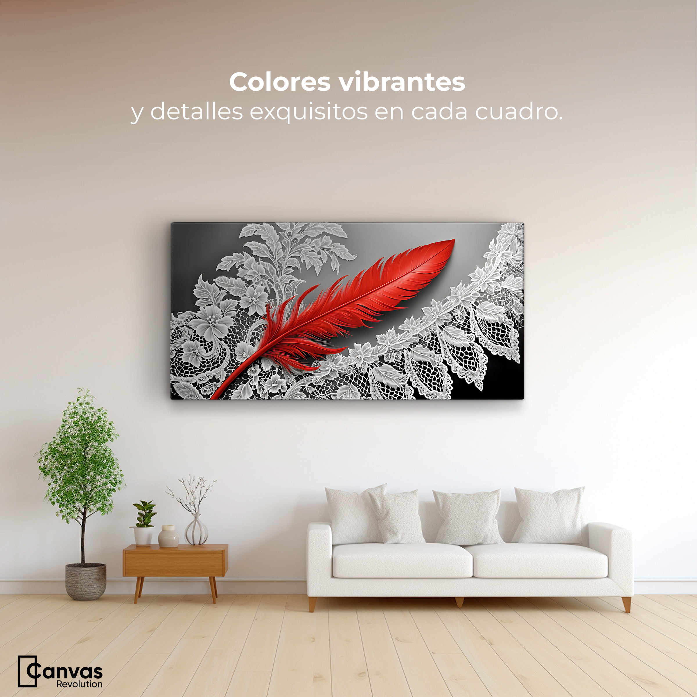 Foto 3 pulgar | Cuadro Blanco Y Negro Canvas Pluma Ardiente 120x60