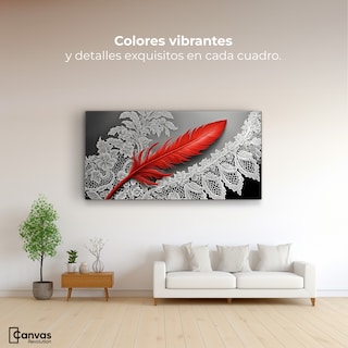 Foto 2 | Cuadro Blanco Y Negro Canvas Pluma Ardiente 120x60
