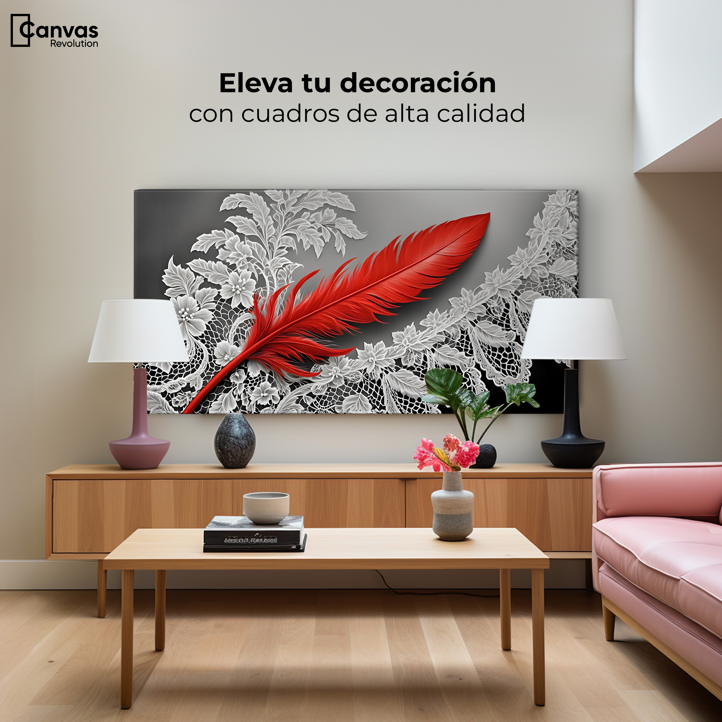 Foto 4 pulgar | Cuadro Blanco Y Negro Canvas Pluma Ardiente 120x60