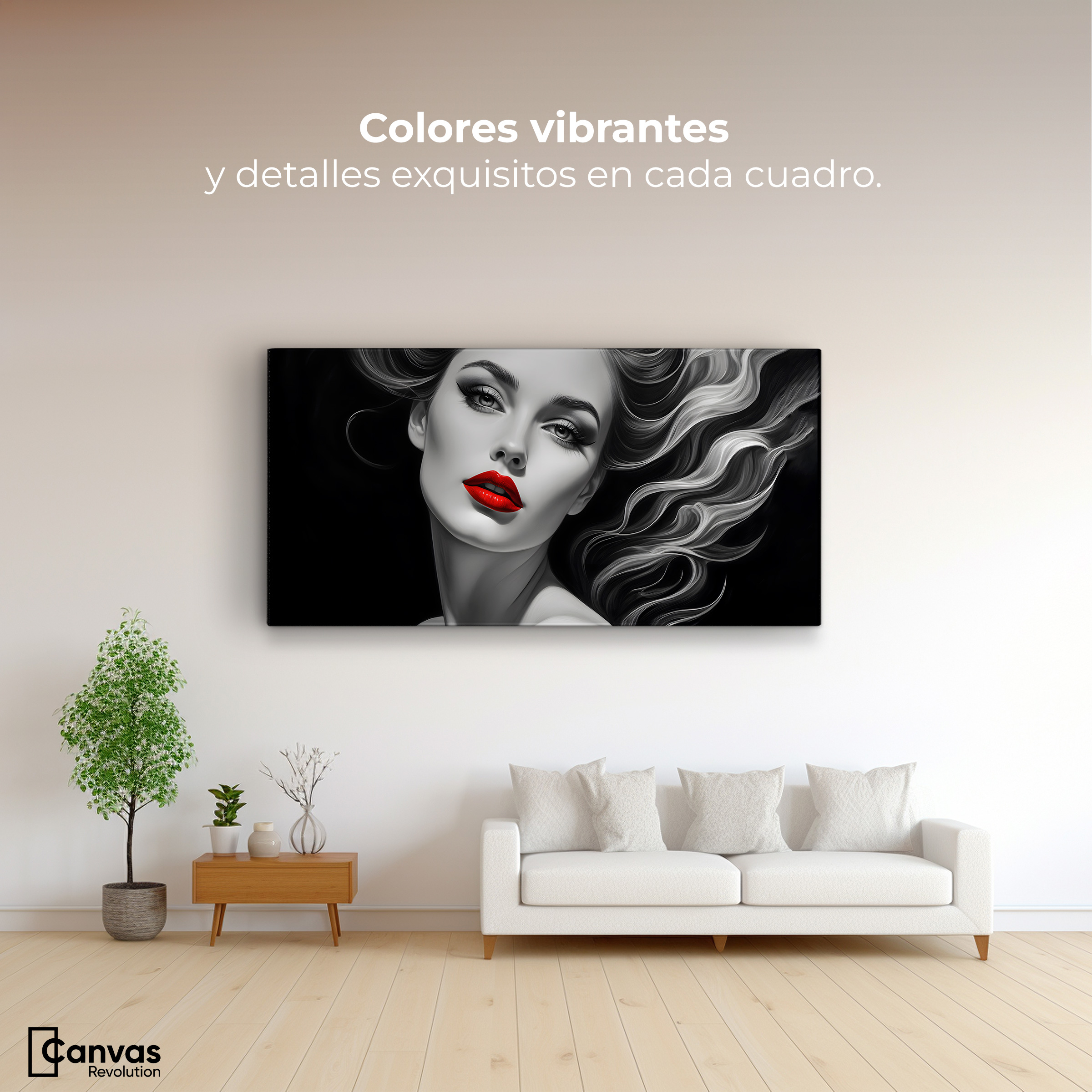 Foto 3 pulgar | Cuadro Blanco Y Negro Canvas Boca De Fuego 120x60