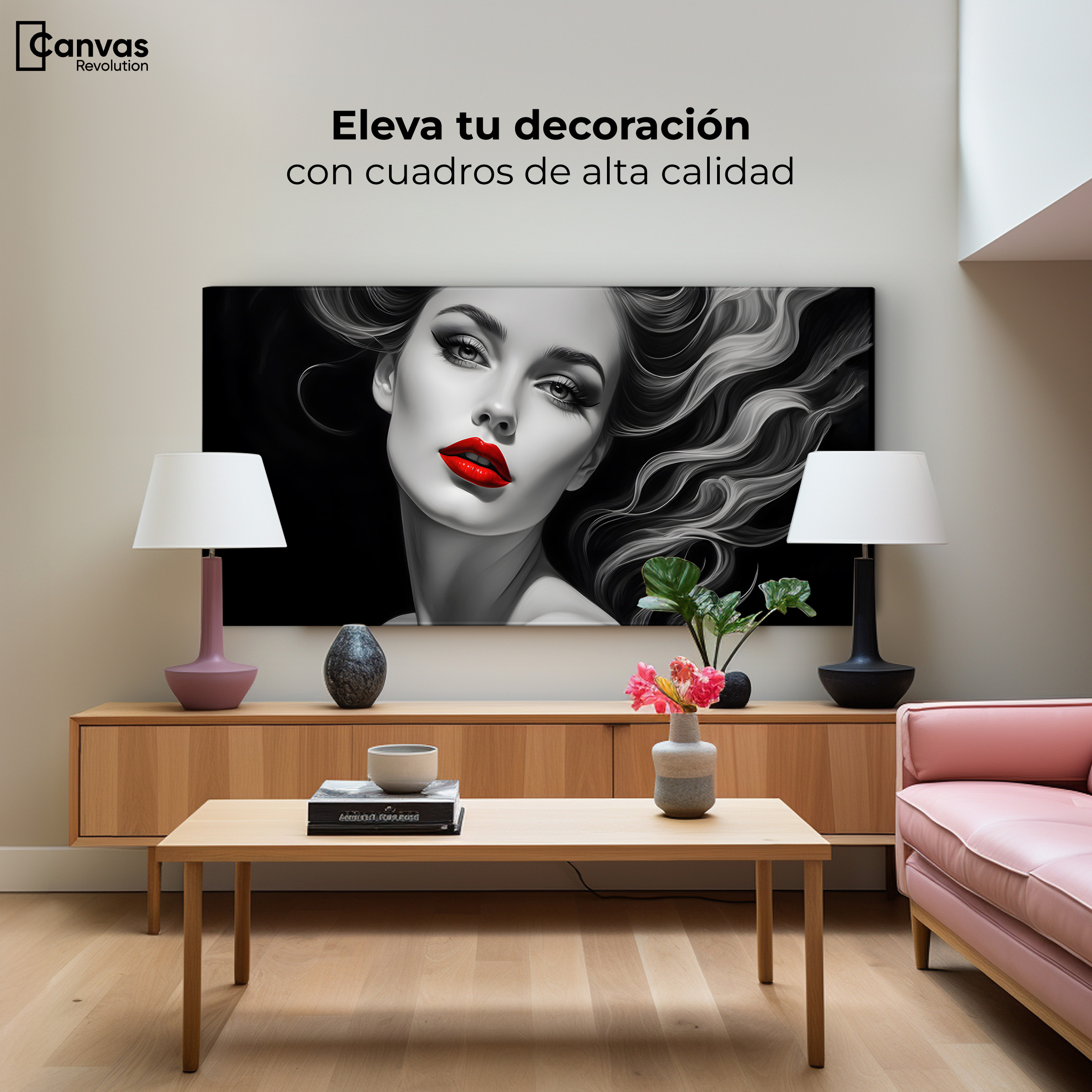 Foto 4 pulgar | Cuadro Blanco Y Negro Canvas Boca De Fuego 120x60