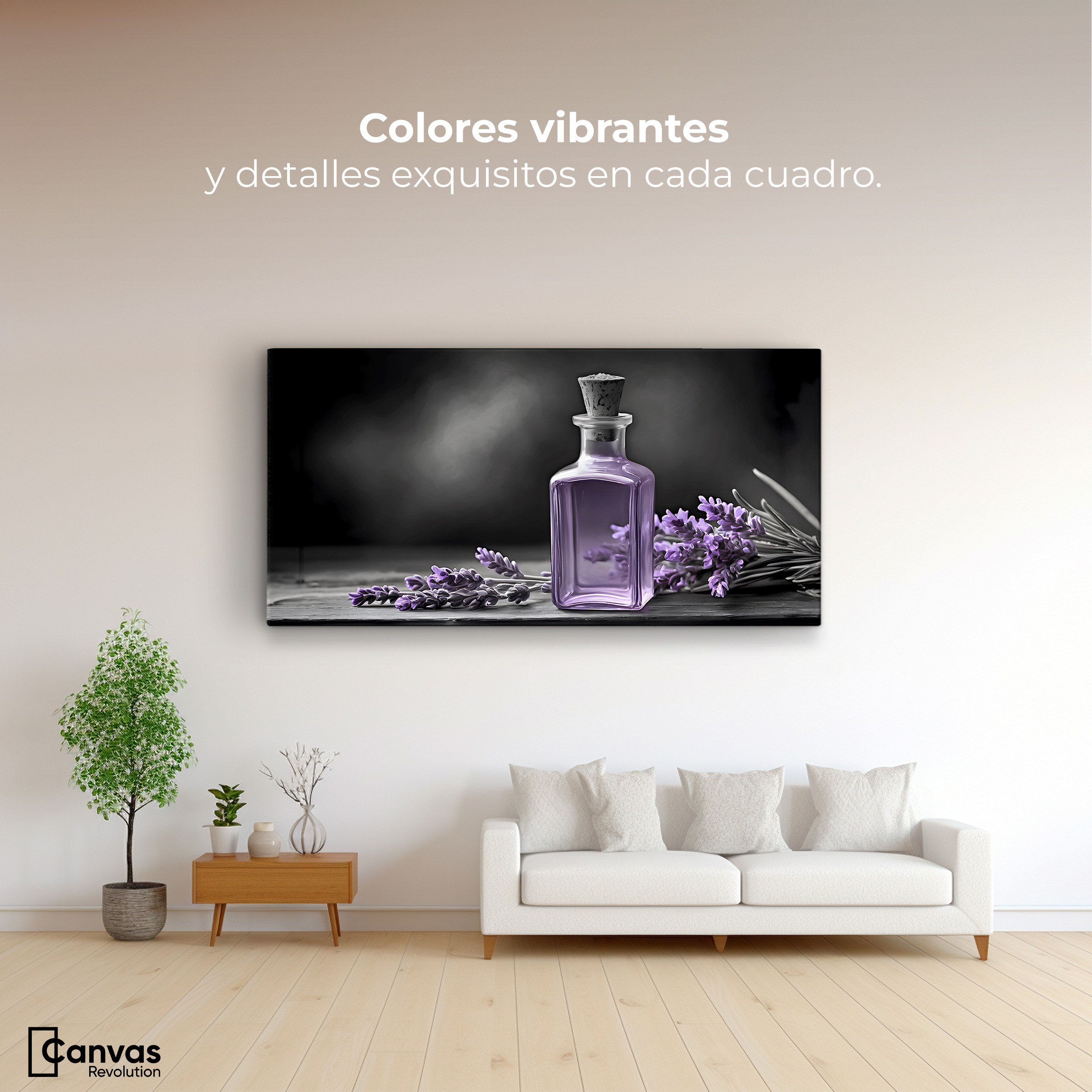 Foto 3 pulgar | Cuadro Blanco Y Negro Canvas Lavanda Y Encanto 120x60