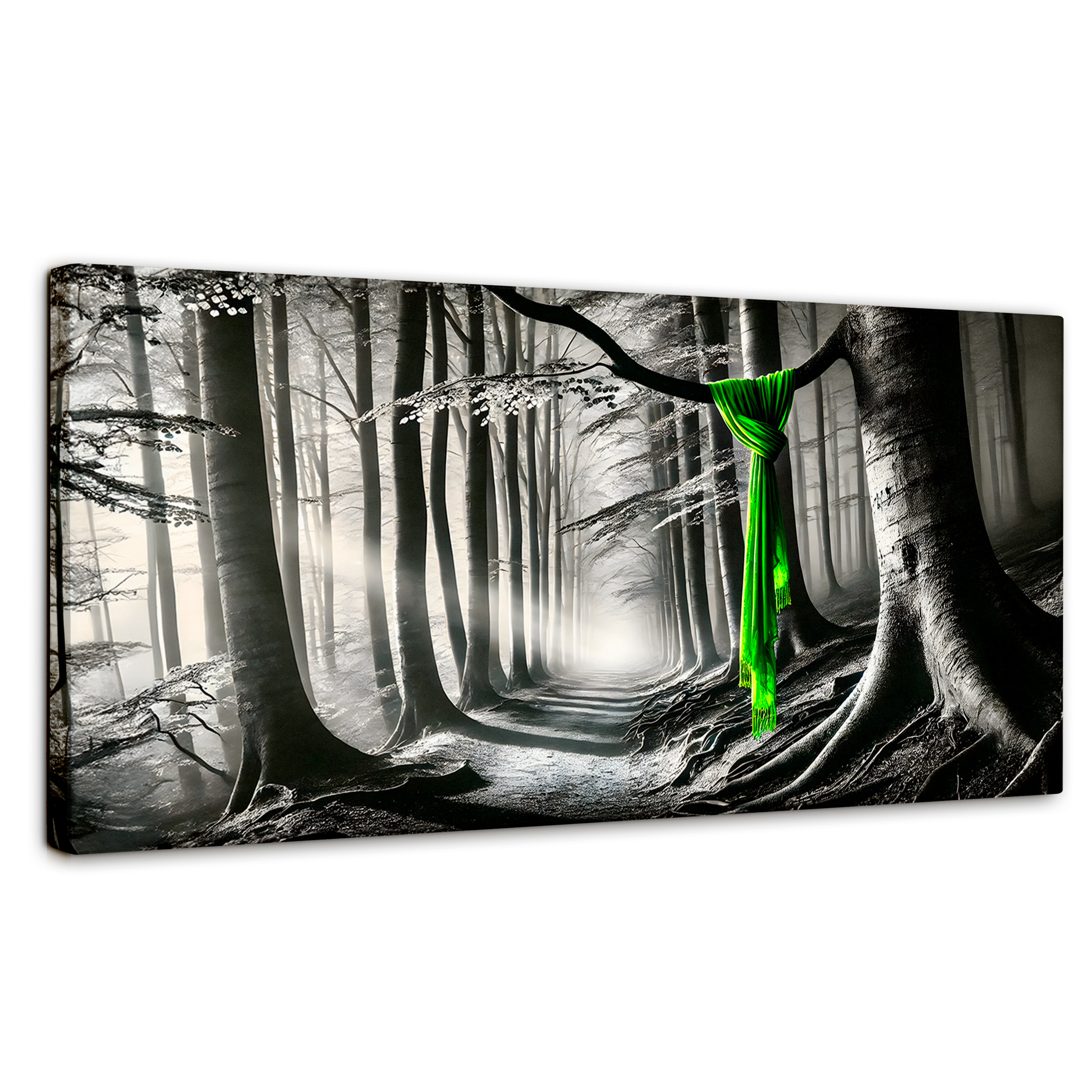 Foto 2 pulgar | Cuadro Blanco Y Negro Canvas Tela Del Bosque 120x60