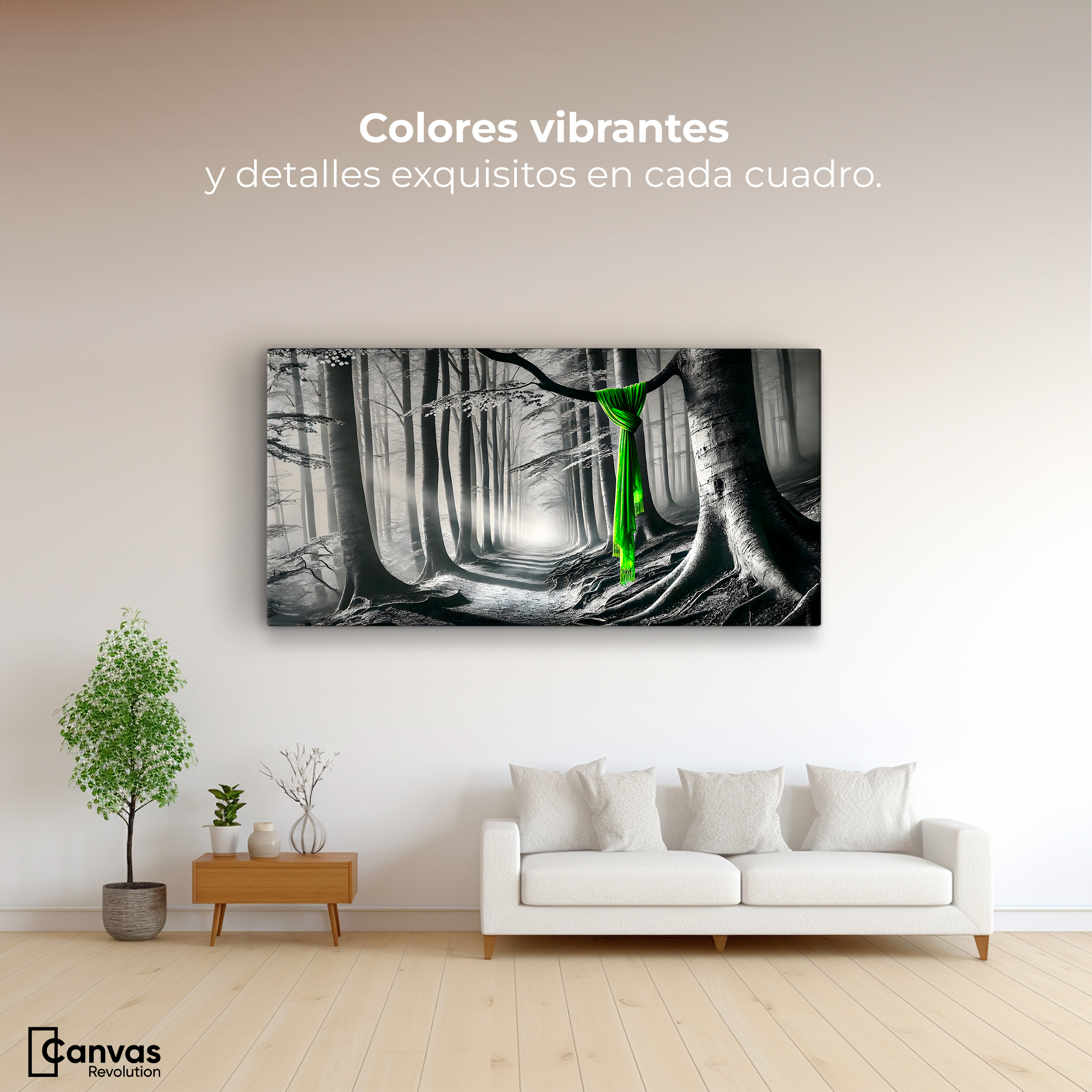 Foto 3 pulgar | Cuadro Blanco Y Negro Canvas Tela Del Bosque 120x60