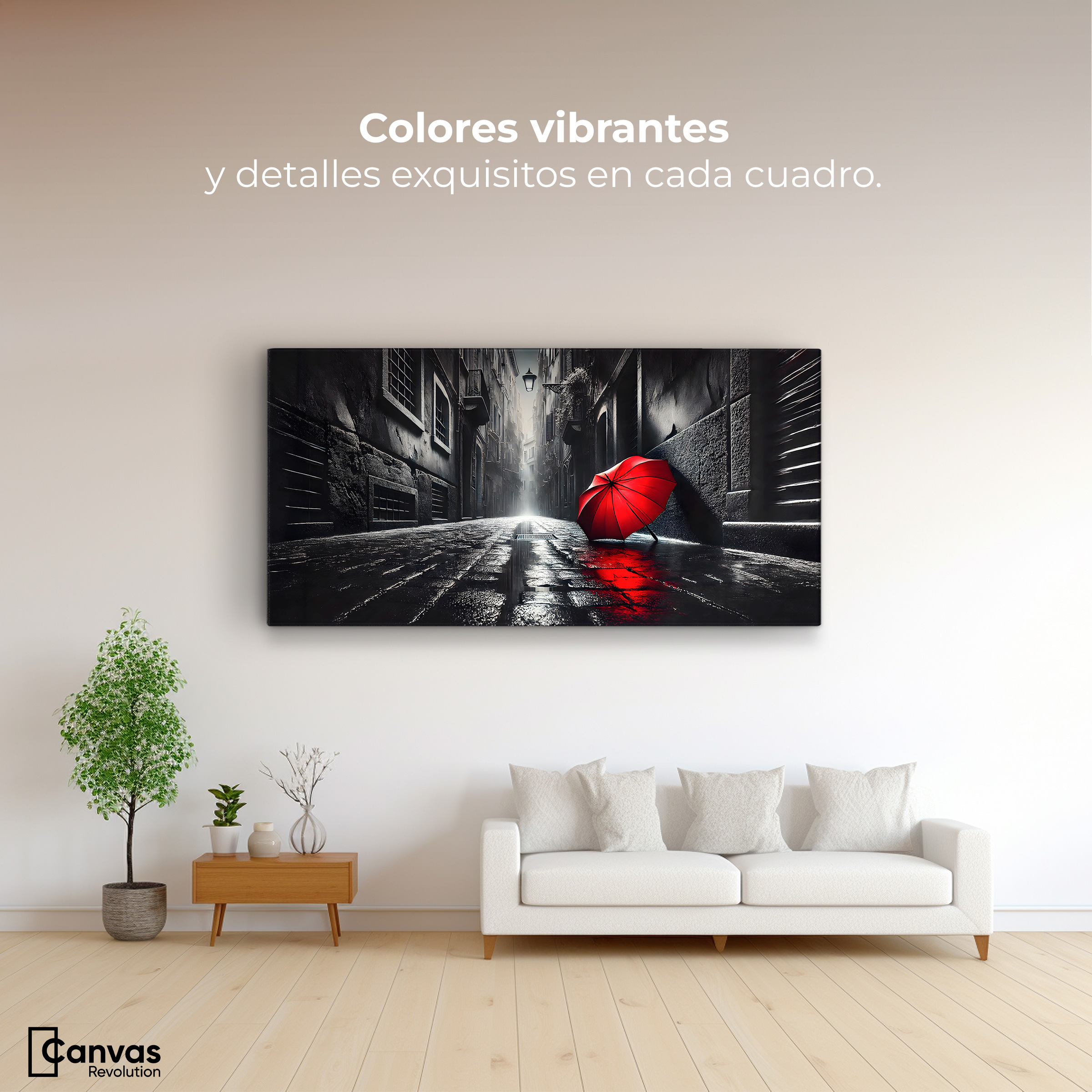 Foto 3 pulgar | Cuadro Blanco Y Negro Canvas Rojo Al Viento 120x60