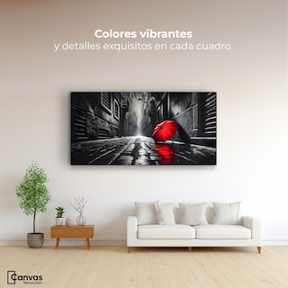 Foto 2 | Cuadro Blanco Y Negro Canvas Rojo Al Viento 120x60