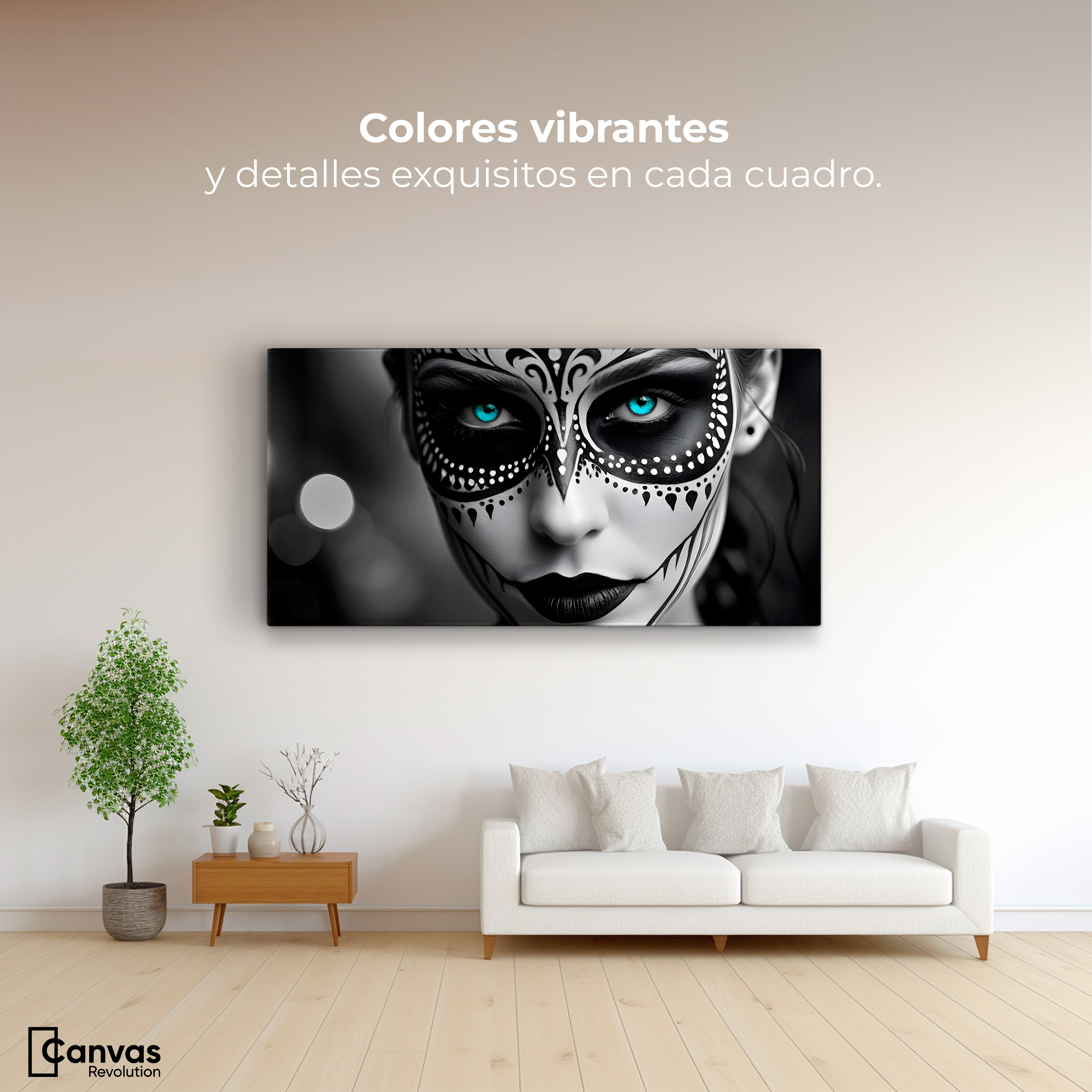 Foto 4 pulgar | Cuadro Blanco Y Negro Canvas Encanto Y Azul 120x60