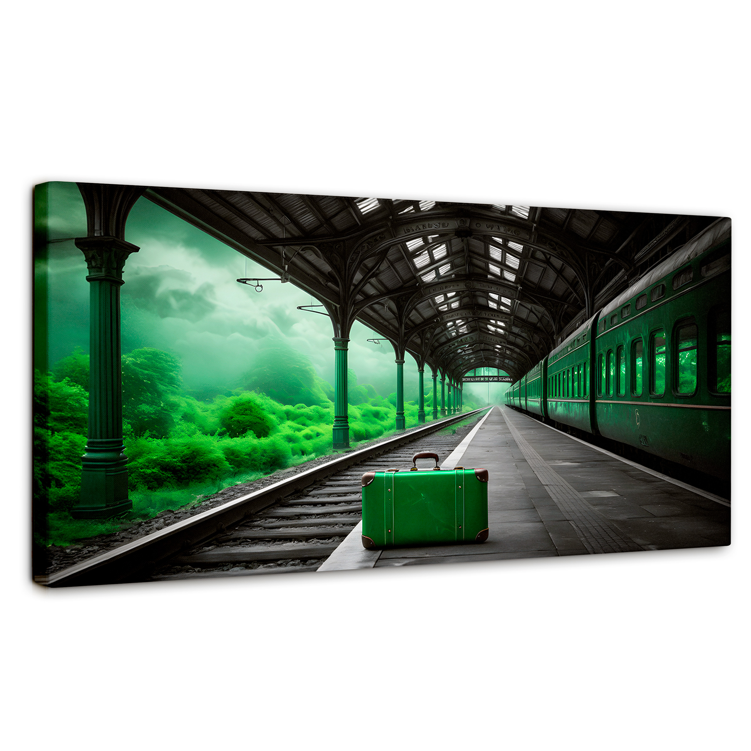 Foto 2 pulgar | Cuadro Blanco Y Negro Canvas Estación Esmeralda 120x60