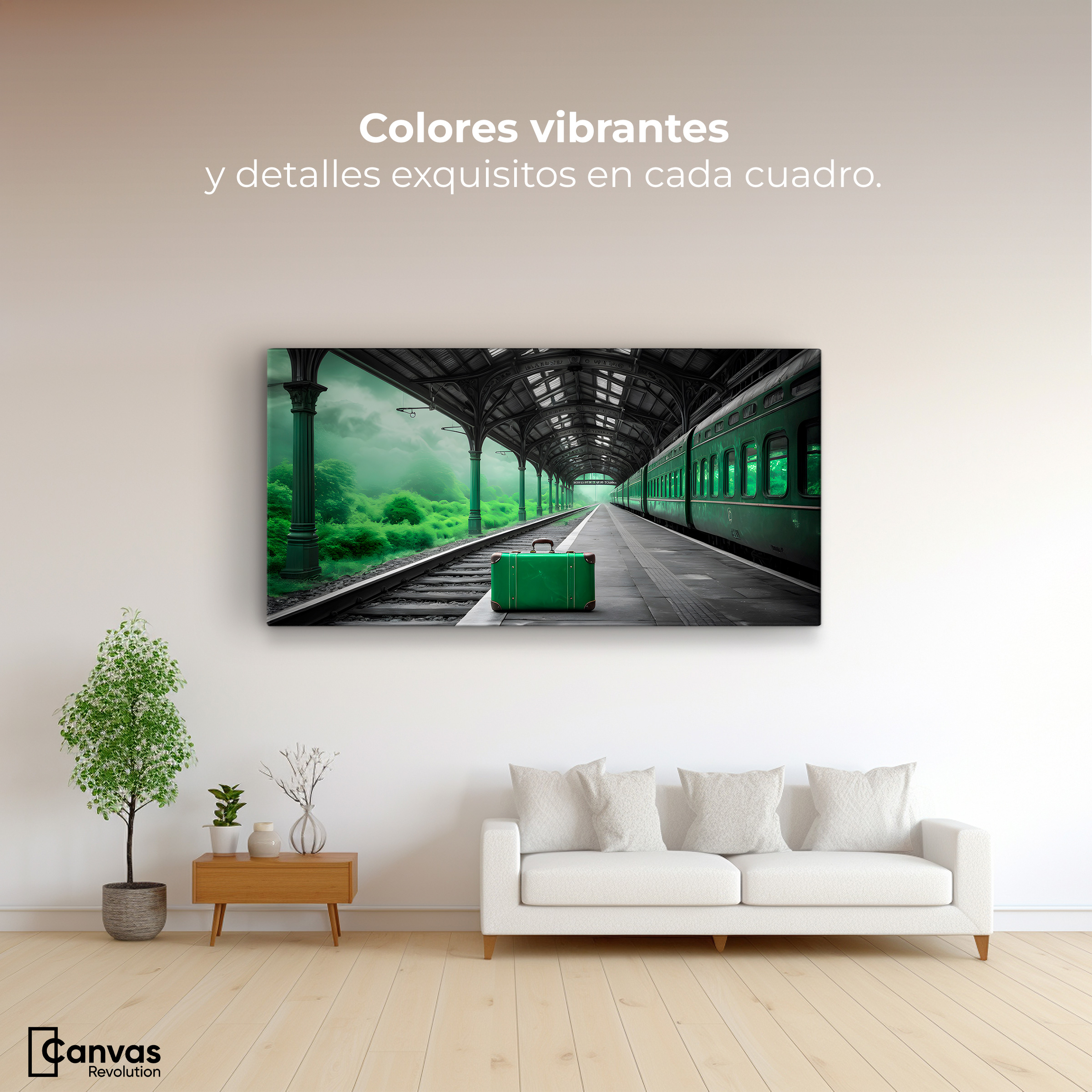Foto 3 pulgar | Cuadro Blanco Y Negro Canvas Estación Esmeralda 120x60