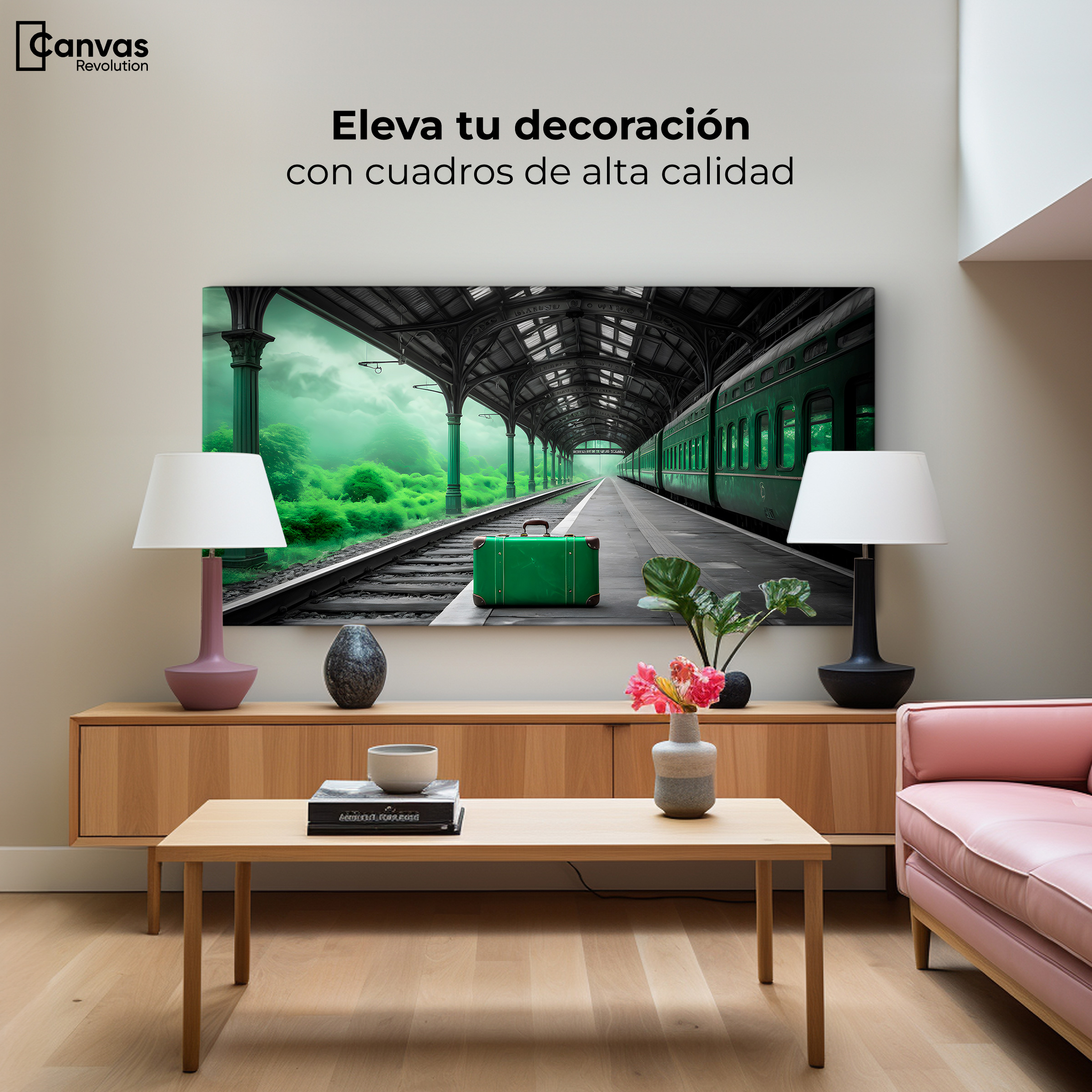 Foto 4 pulgar | Cuadro Blanco Y Negro Canvas Estación Esmeralda 120x60