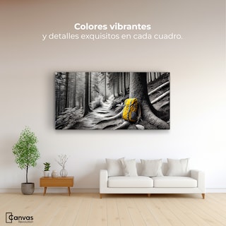 Foto 2 | Cuadro Blanco Y Negro Canvas Rastro Amarillo 120x60