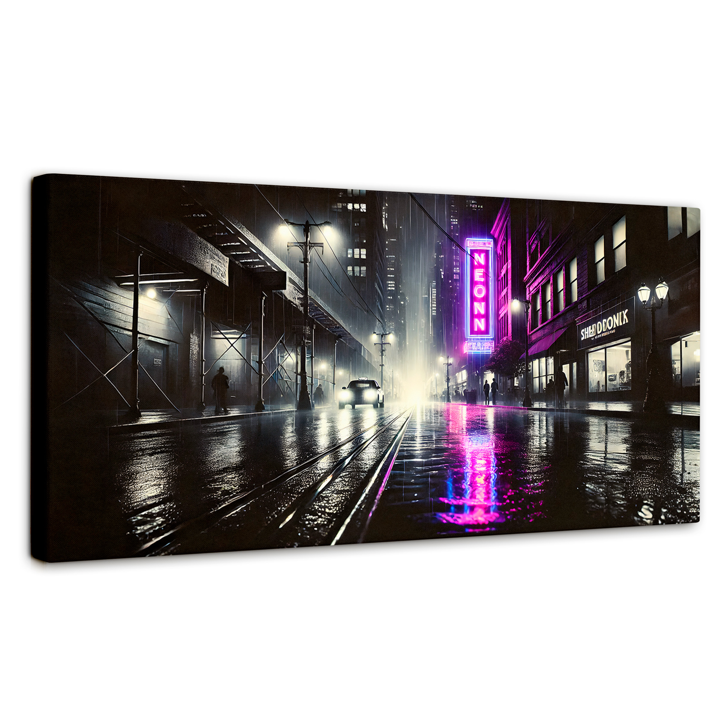 Foto 2 pulgar | Cuadro Blanco Y Negro Canvas Rosa Nocturno 120x60