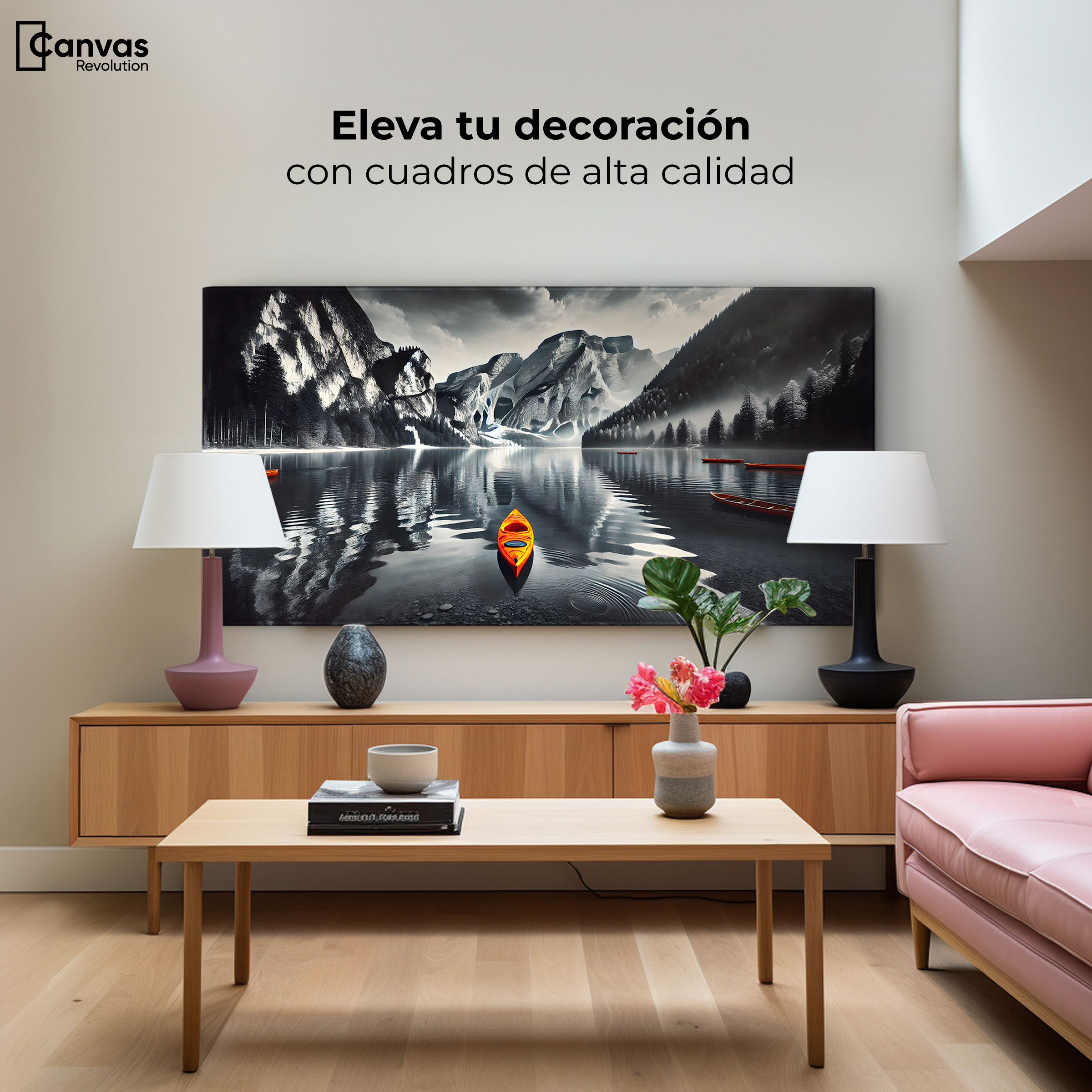 Foto 4 pulgar | Cuadro Blanco Y Negro Canvas Remando Al Sol 120x60