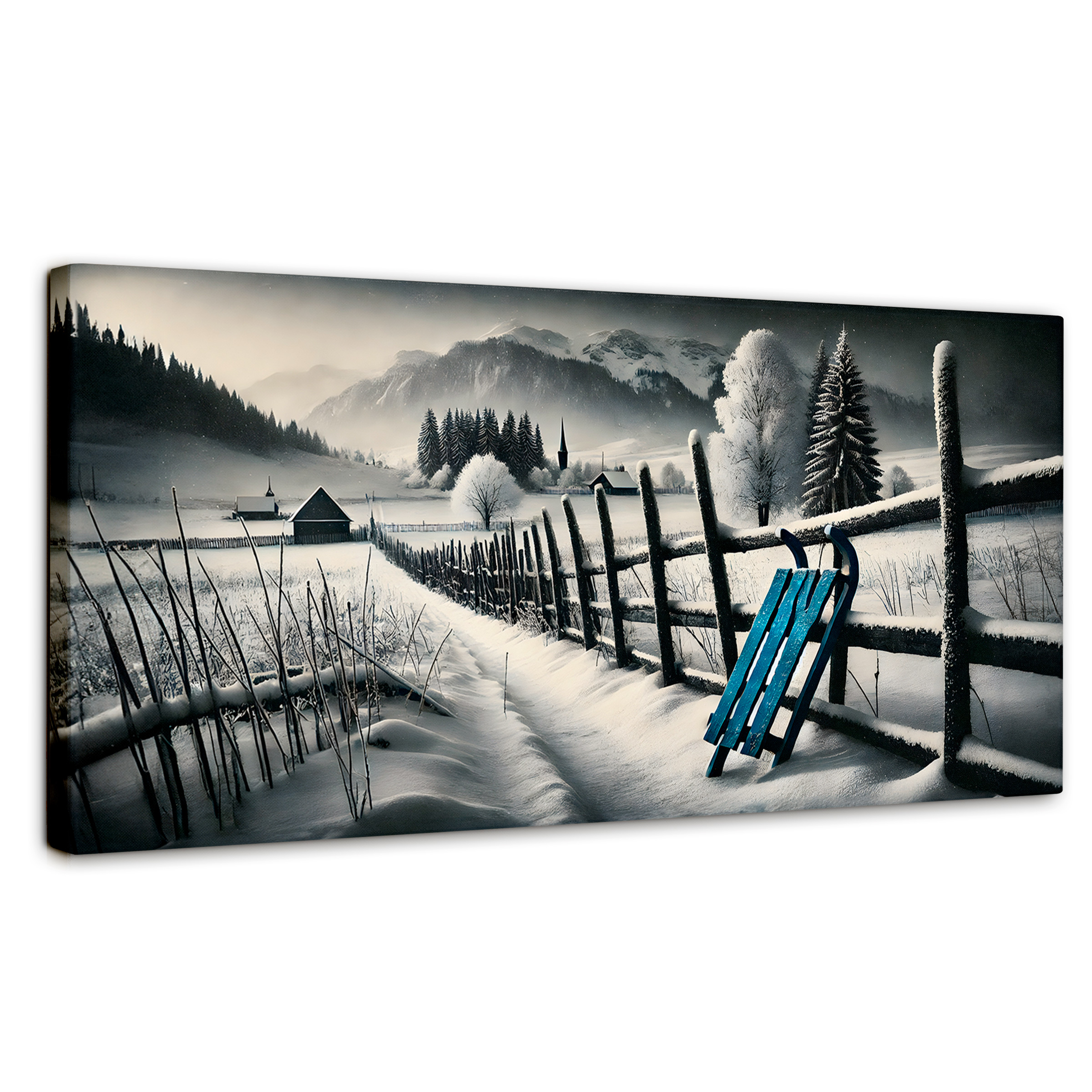 Cuadro Blanco Y Negro Canvas Luz De Madera 120x60