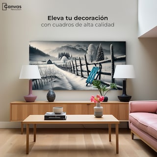 Foto 3 | Cuadro Blanco Y Negro Canvas Luz De Madera 120x60