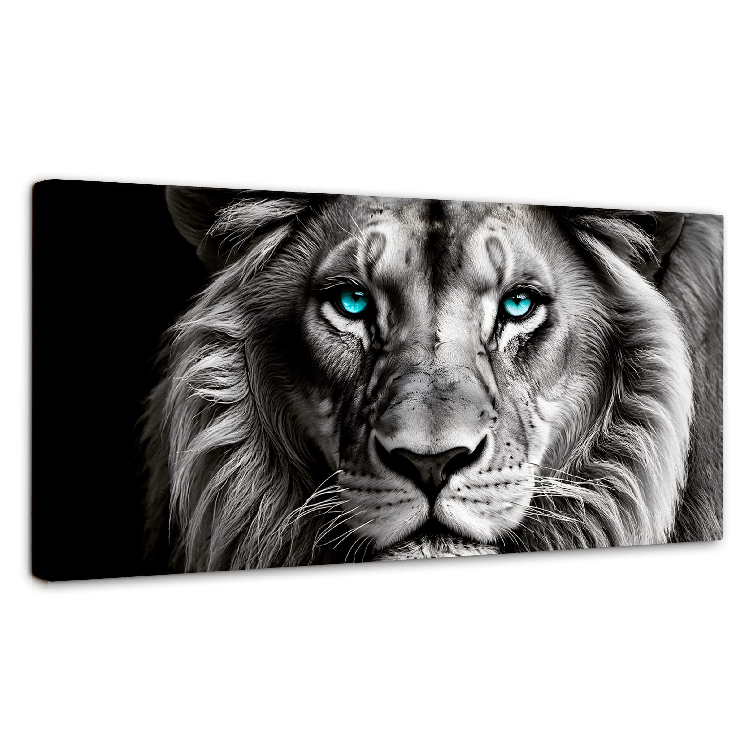 Foto 2 pulgar | Cuadro Blanco Y Negro Canvas León Celeste 120x60