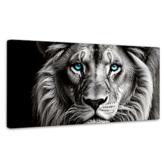 Foto 1 | Cuadro Blanco Y Negro Canvas León Celeste 120x60