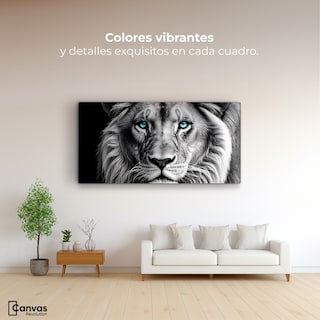 Foto 2 | Cuadro Blanco Y Negro Canvas León Celeste 120x60