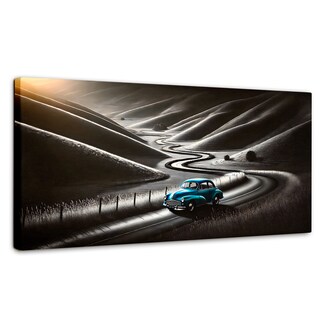 Foto 1 | Cuadro Blanco Y Negro Canvas Carretera Celeste 120x60