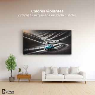 Foto 2 | Cuadro Blanco Y Negro Canvas Carretera Celeste 120x60