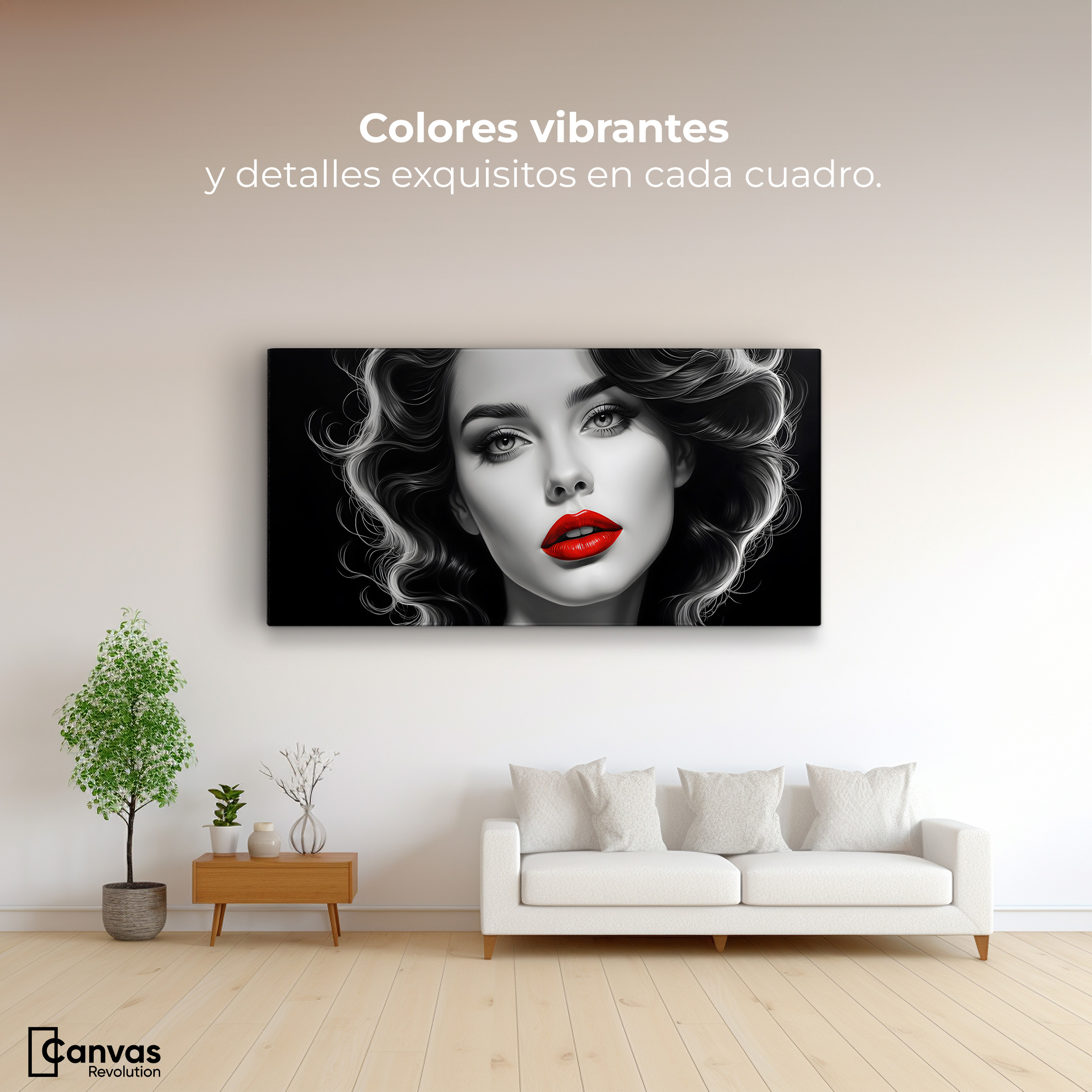 Foto 3 pulgar | Cuadro Blanco Y Negro Canvas Boca De Pasión 120x60