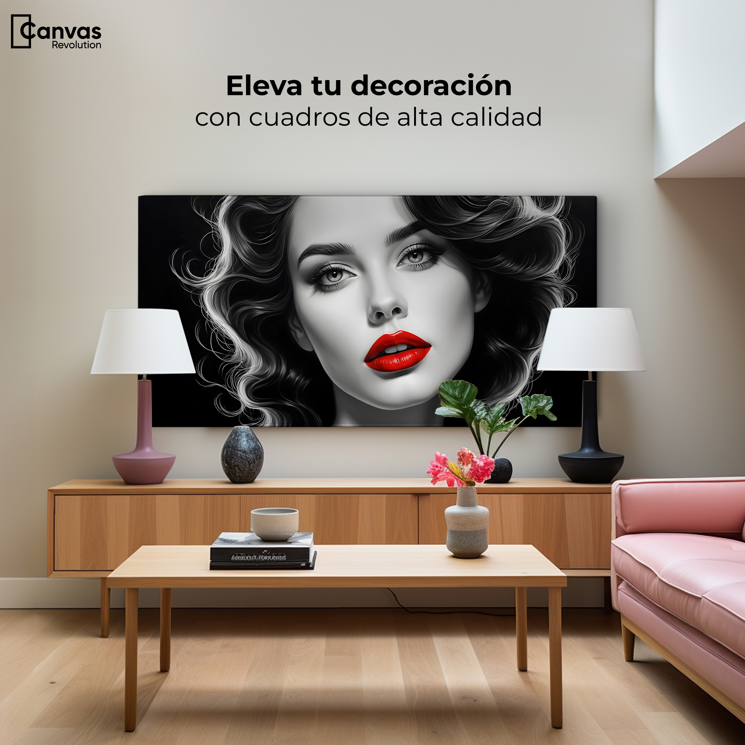 Foto 3 | Cuadro Blanco Y Negro Canvas Boca De Pasión 120x60