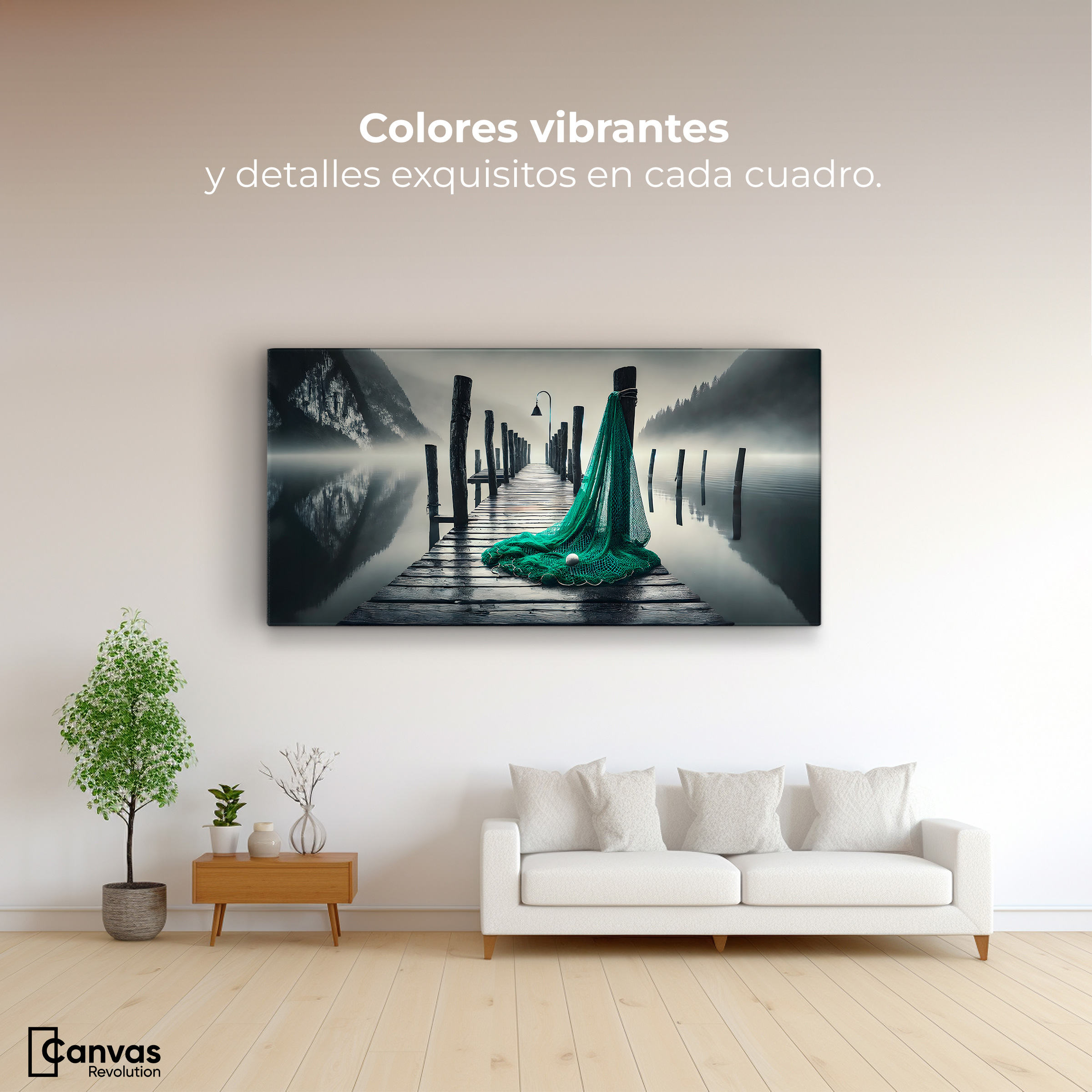 Foto 3 pulgar | Cuadro Blanco Y Negro Canvas Aqua En El Muelle 120x60