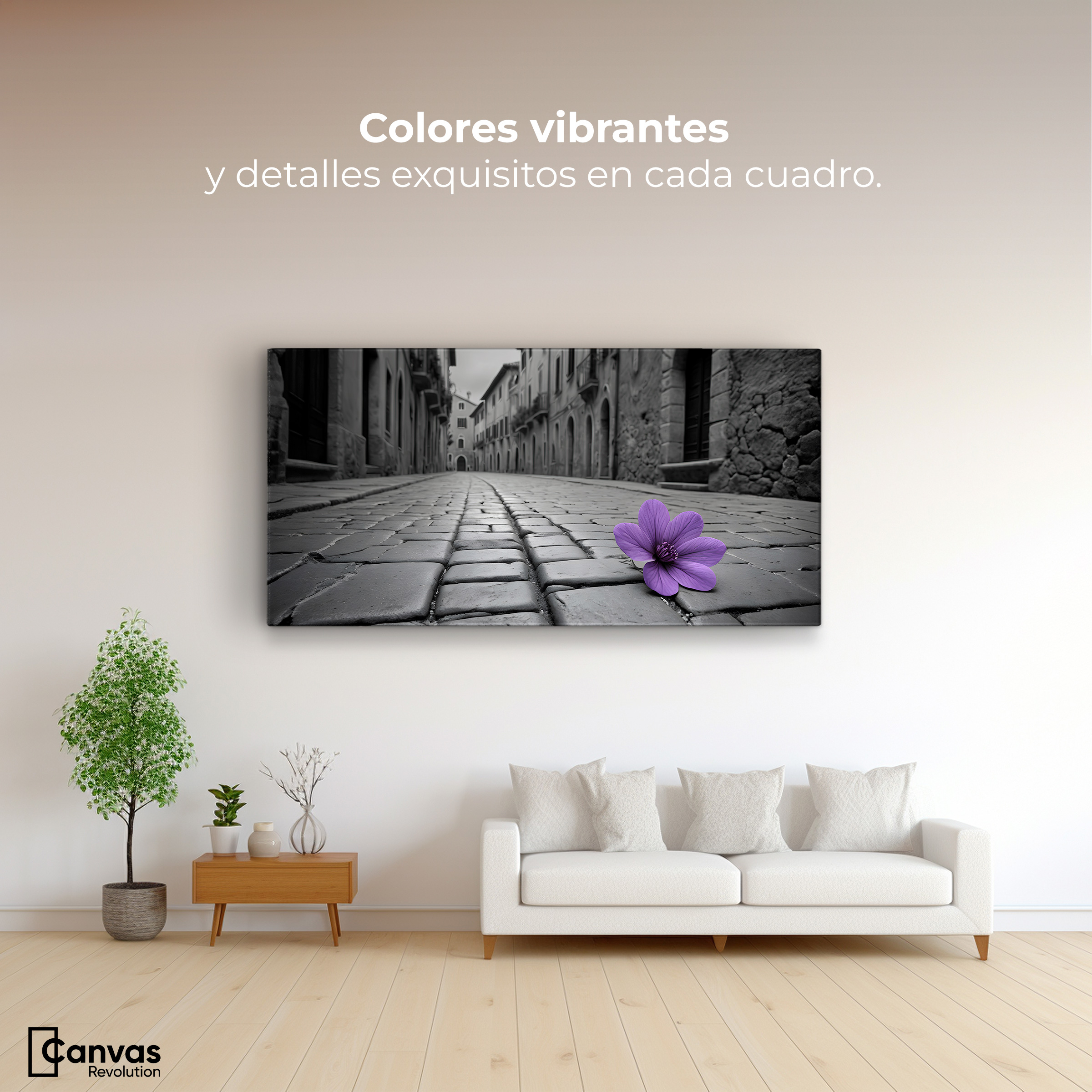 Foto 3 pulgar | Cuadro Blanco Y Negro Canvas Morado Callejero 120x60