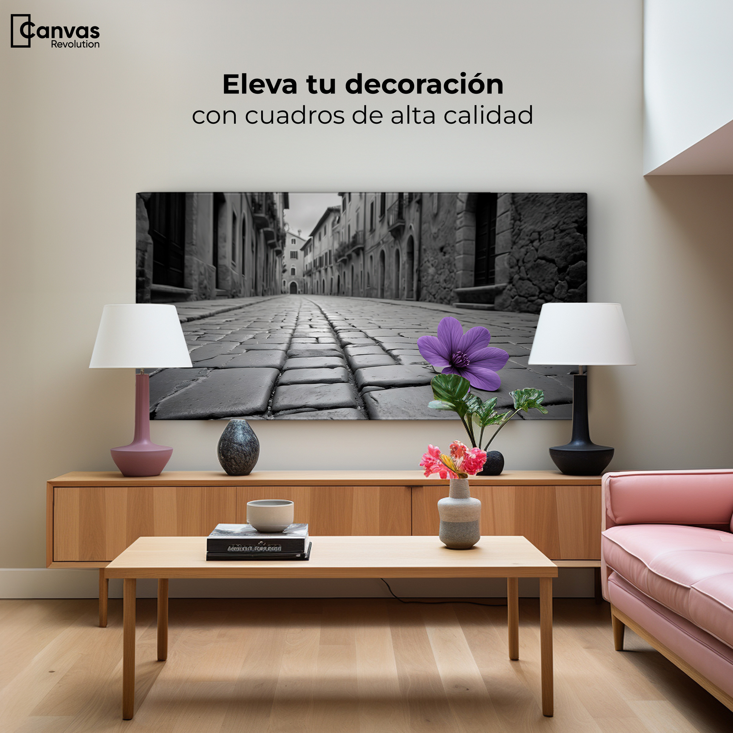 Foto 4 pulgar | Cuadro Blanco Y Negro Canvas Morado Callejero 120x60