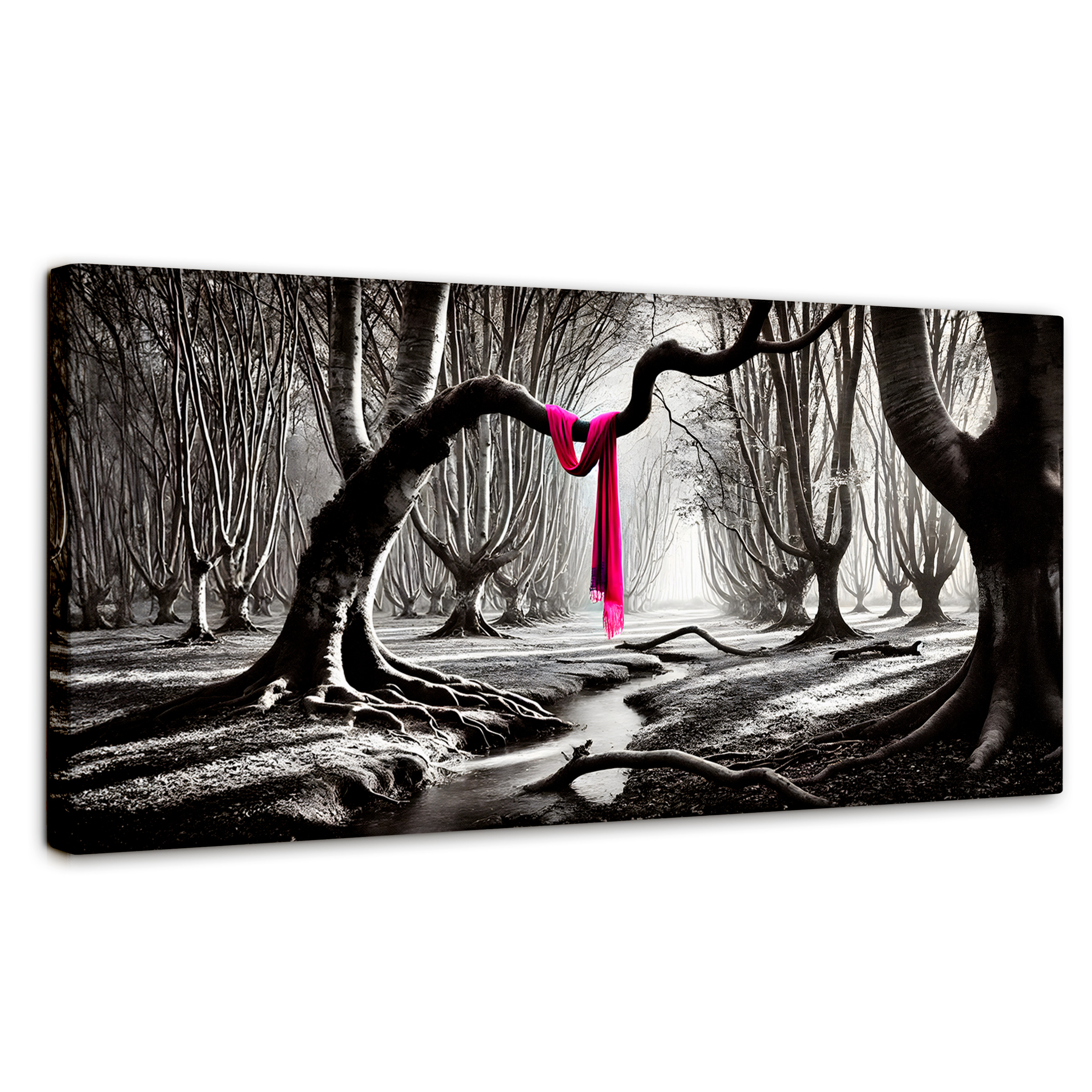 Foto 2 pulgar | Cuadro Blanco Y Negro Canvas Rosa Entre Raíces 120x60