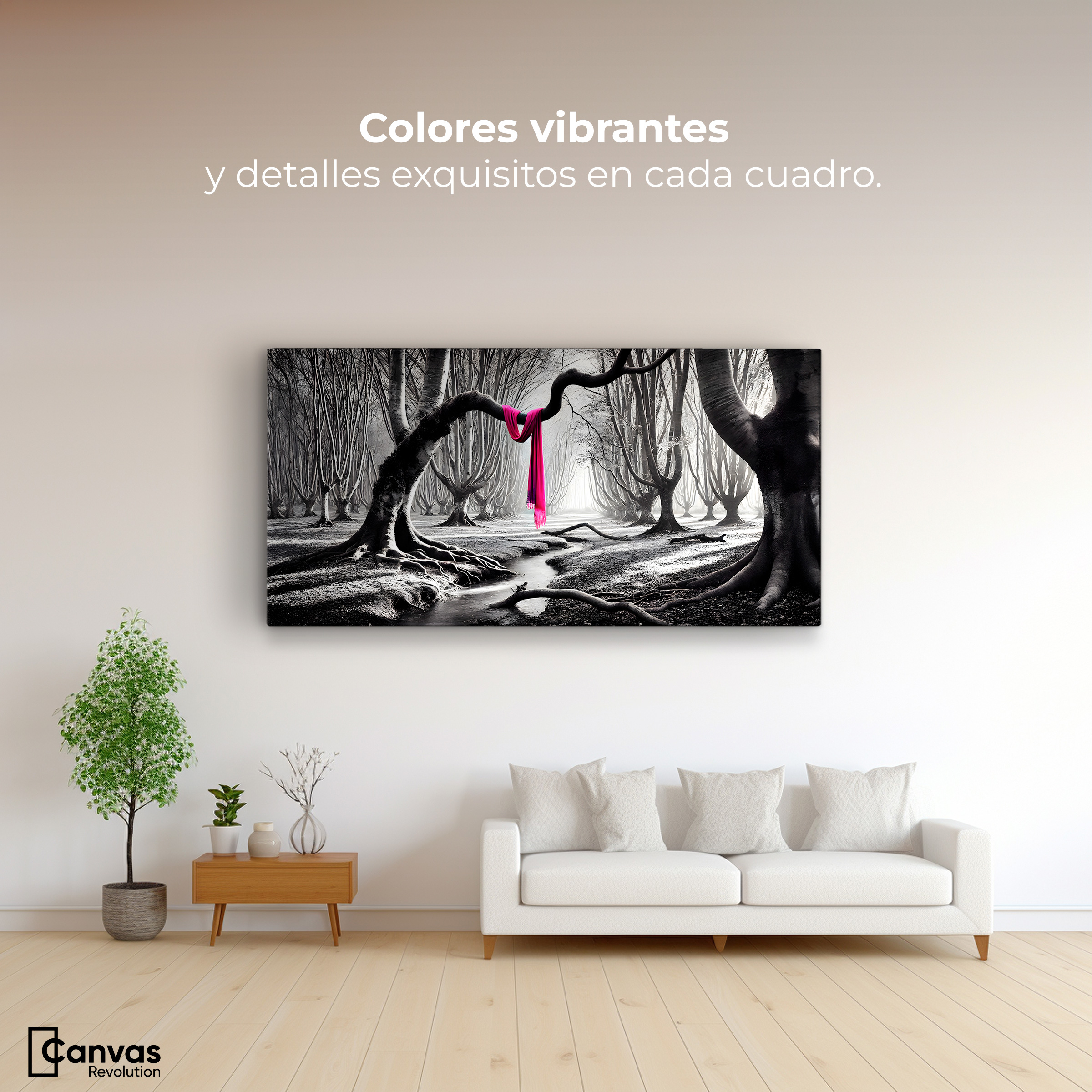 Foto 3 pulgar | Cuadro Blanco Y Negro Canvas Rosa Entre Raíces 120x60