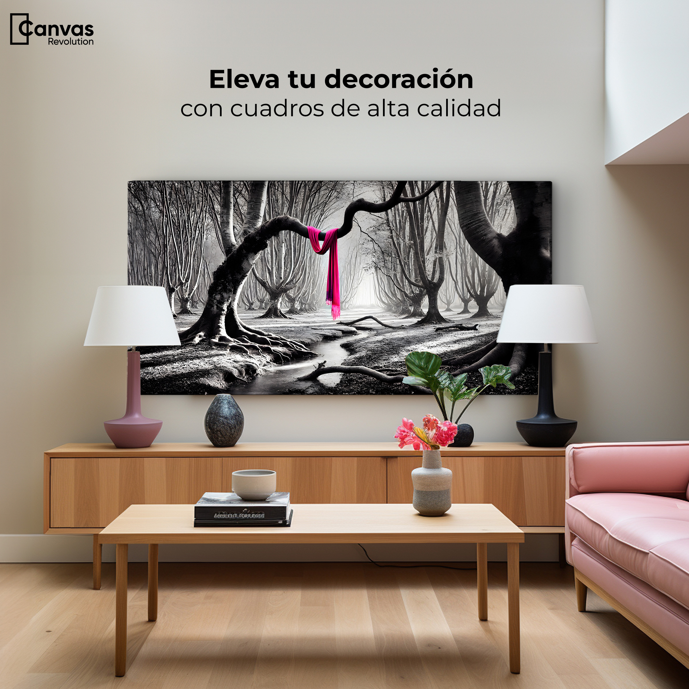 Foto 3 | Cuadro Blanco Y Negro Canvas Rosa Entre Raíces 120x60