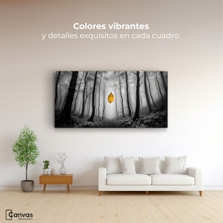 Foto 2 | Cuadro Blanco Y Negro Canvas Hoja En Silencio 120x60