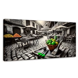 Foto 1 | Cuadro Blanco Y Negro Canvas Mercado Natural 120x60