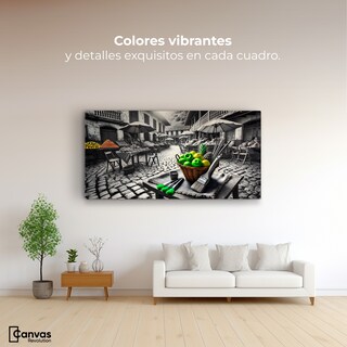 Foto 2 | Cuadro Blanco Y Negro Canvas Mercado Natural 120x60