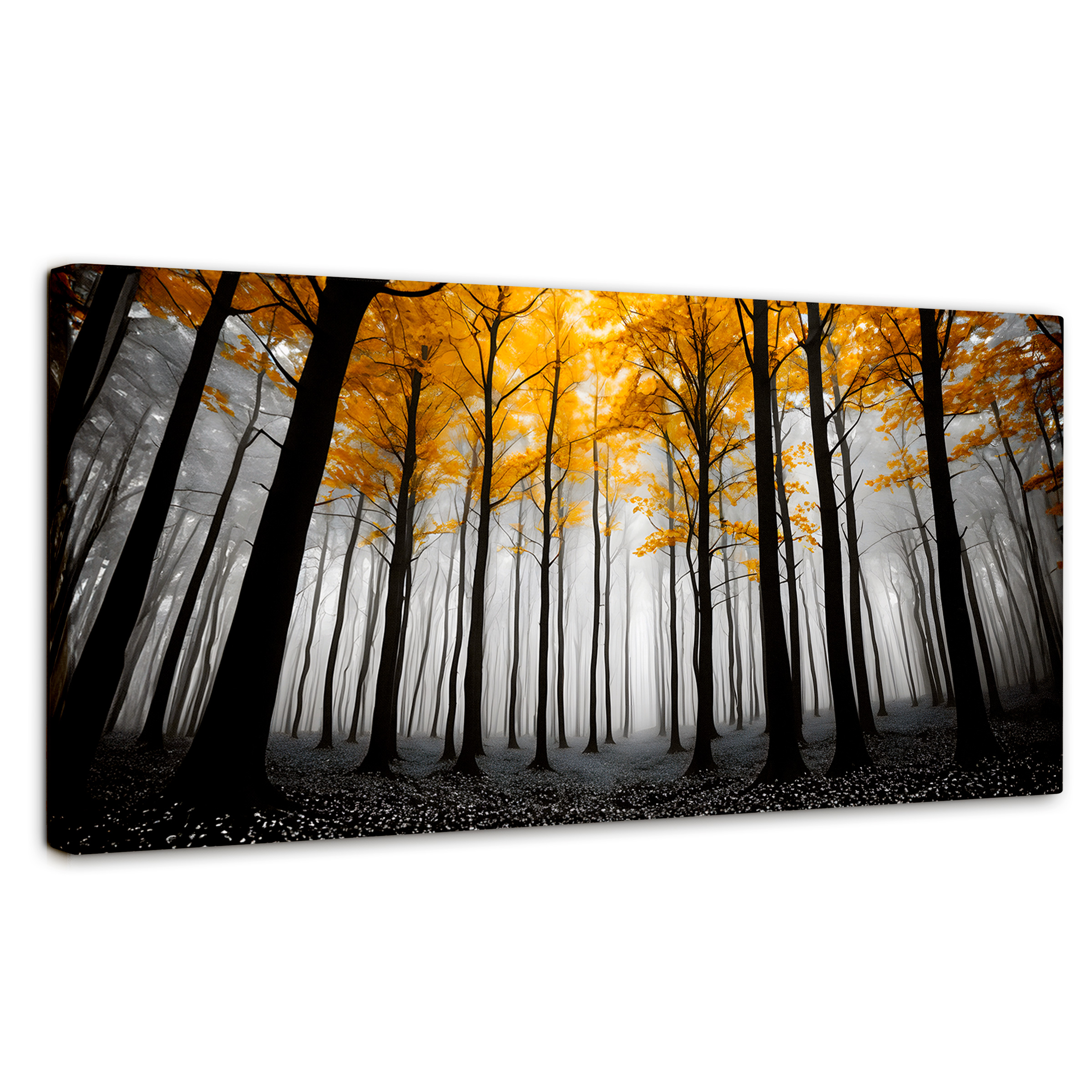 Foto 2 pulgar | Cuadro Blanco Y Negro Canvas Amarillo Silente 120x60