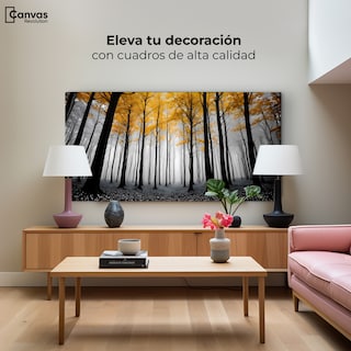 Foto 3 | Cuadro Blanco Y Negro Canvas Amarillo Silente 120x60