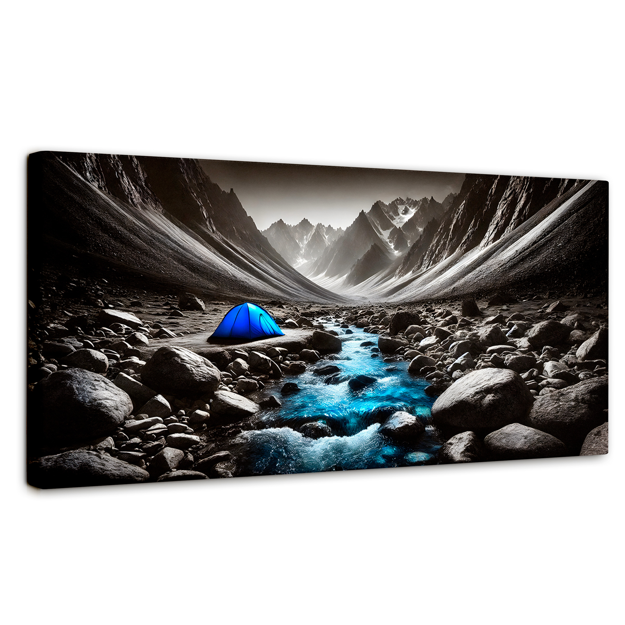 Foto 2 pulgar | Cuadro Blanco Y Negro Canvas Aventura Azul 120x60